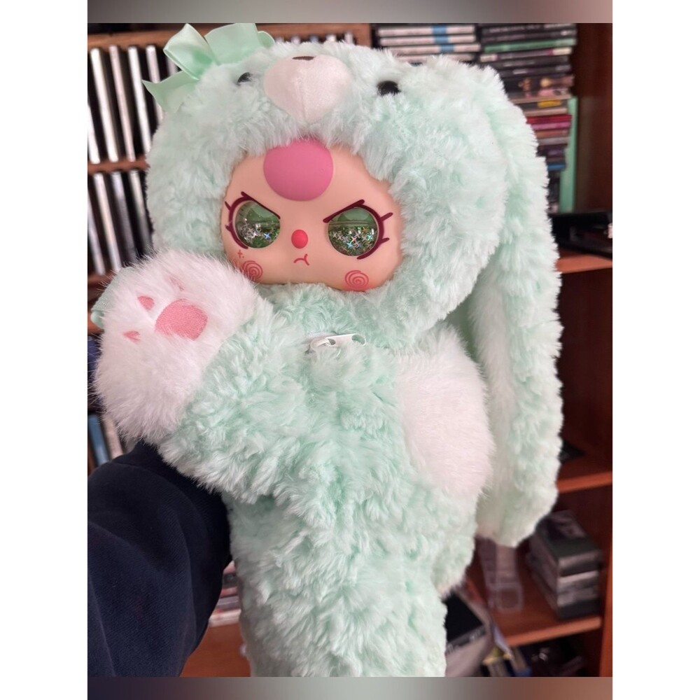Baby Three Hugging Baby Backpack-green With LIQUID glitter Eyes rare